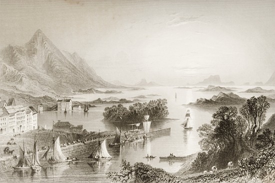 Clew Bay seen from Westport, County Mayo, from ''Scenery and Antiquities of Ireland'' van (after) William Henry Bartlett