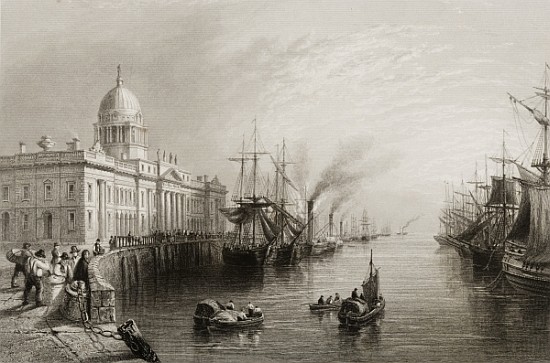 The Custom House, Dublin, from ''Scenery and Antiquities of Ireland'' van (after) William Henry Bartlett