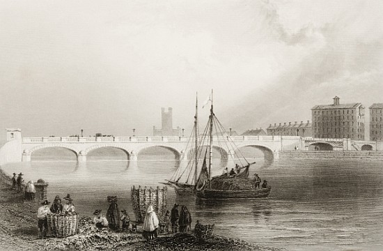 Wellesley Bridge, Limerick, Ireland, from ''Scenery and Antiquities of Ireland'' van (after) William Henry Bartlett