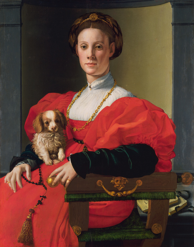 Bildnis einer vornehmen Dame van Agnolo Bronzino