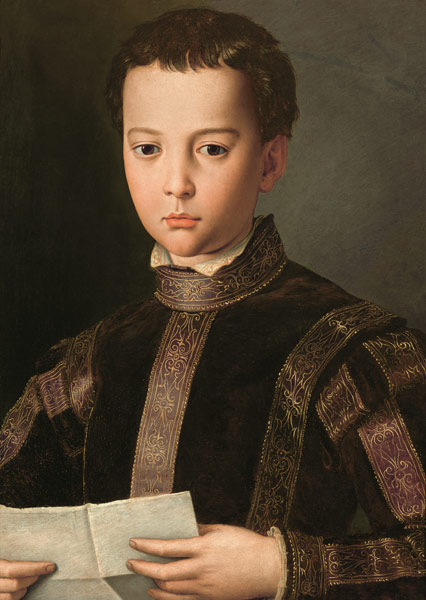 Portrait of Francesco I de' Medici (1541-87) as a Young Boy van Agnolo Bronzino