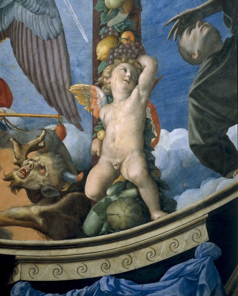Bronzino, Putto with fruit garland van Agnolo Bronzino