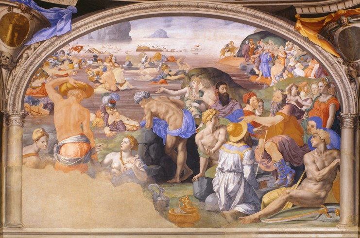 The Israelites crossing of the Red Sea van Agnolo Bronzino