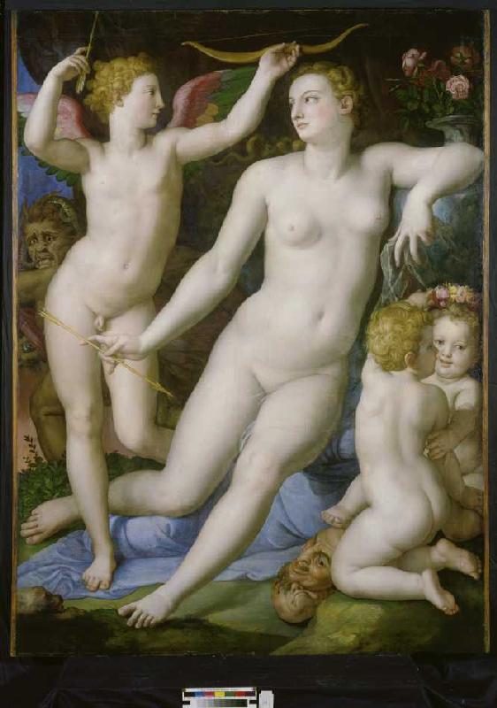 Venus, Amor und die Eifersucht van Agnolo Bronzino