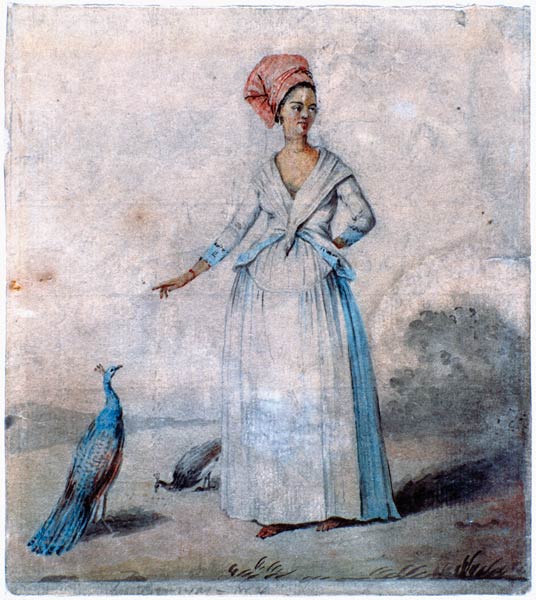 Lady with peacock van Agostino Brunias