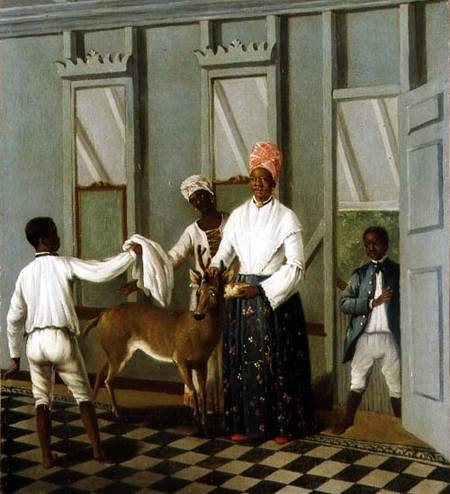 Negro Servants Washing a Deer van Agostino Brunias