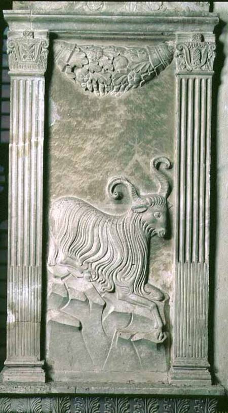 Aries represented by a ram from a series of reliefs depicting planetary symbols and signs of the zod van Agostino  di Duccio