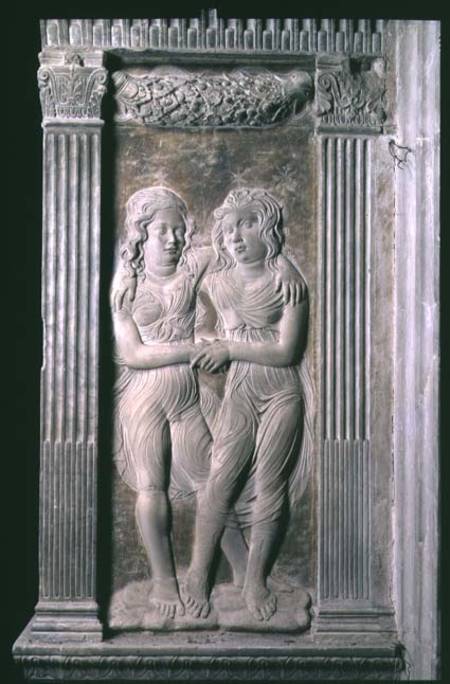 Gemini represented by the Twins from a series of reliefs depicting the planetary symbols and signs o van Agostino  di Duccio