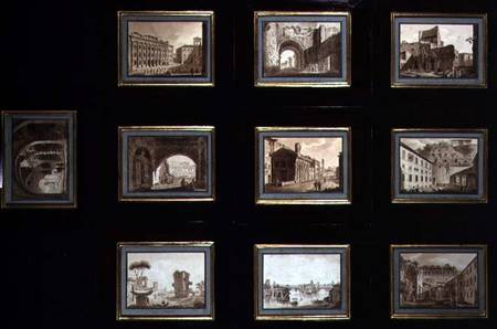 Ten views of Rome including the Temple of the Sun and the Moon and the Colosseum van Agostino Tofanelli