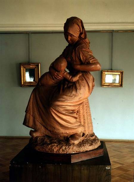 Peasant Woman with her Child, sculpture van Aime Jules Aime Jules Dalou
