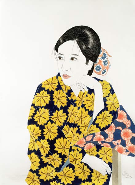 Yellow Kimono, 1996 (ink, w/c, gouache and charcoal on paper)  van Alan  Byrne