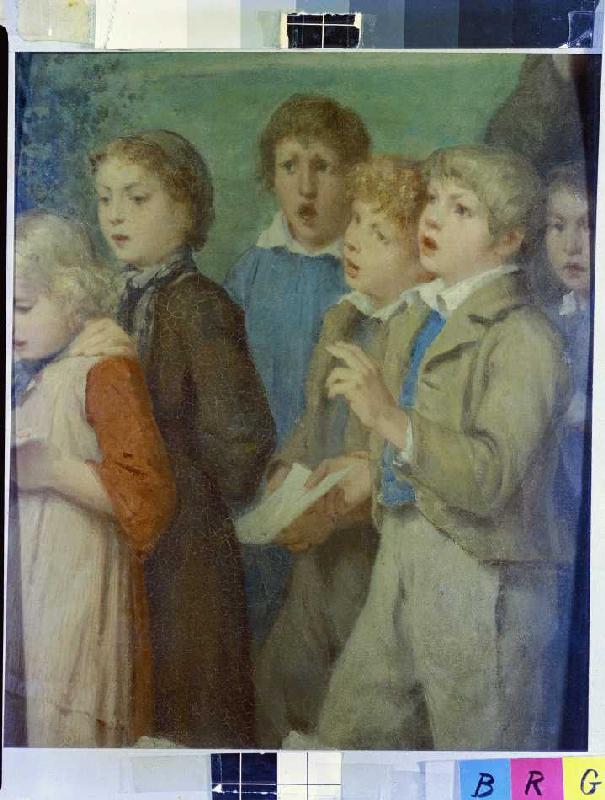 Singende Kinder. van Albert Anker