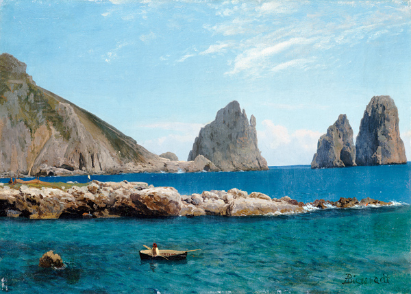 Rowing Off The Rocks. van Albert Bierstadt