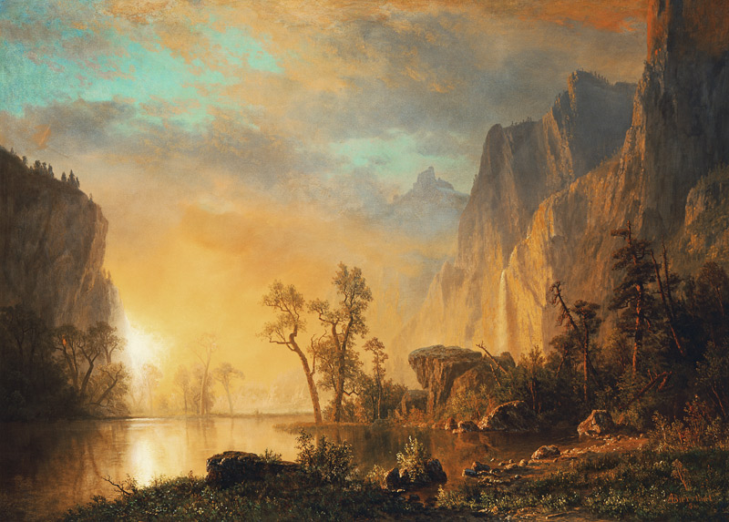 Sunset in the Rockies van Albert Bierstadt