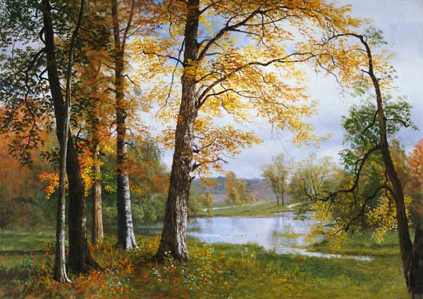 Ein ruhiger See. van Albert Bierstadt