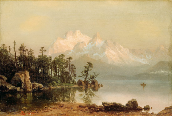 Mountain Canoeing van Albert Bierstadt