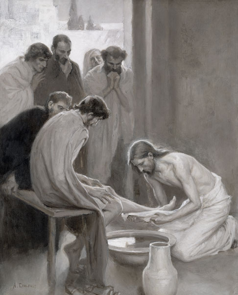 Jesus Washing the Feet of his Disciples van Albert Edelfelt