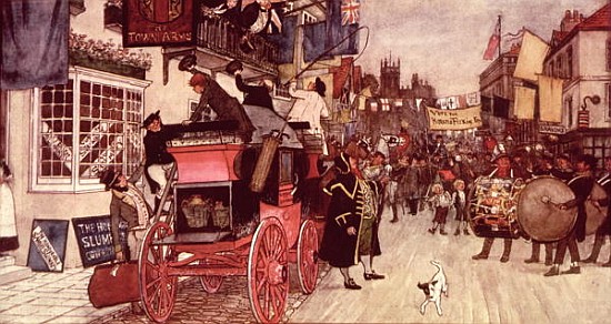The Election Parade at Eatanswill, from ''The Pickwick Papers'' van Albert Jnr. Ludovici