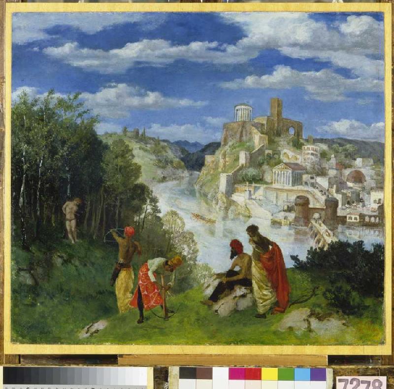 Landschaft mit Martyrium des Heiligen Sebastian van Albert Welti