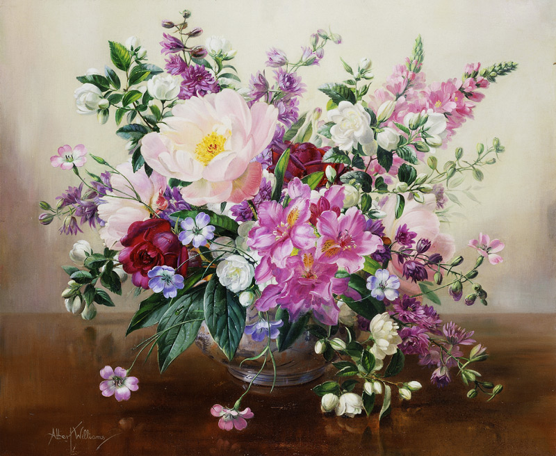 Flowers in a Glass Vase van Albert  Williams