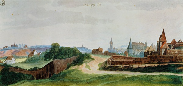 Ansicht der Stadt Nürnberg von Westen van Albrecht Dürer