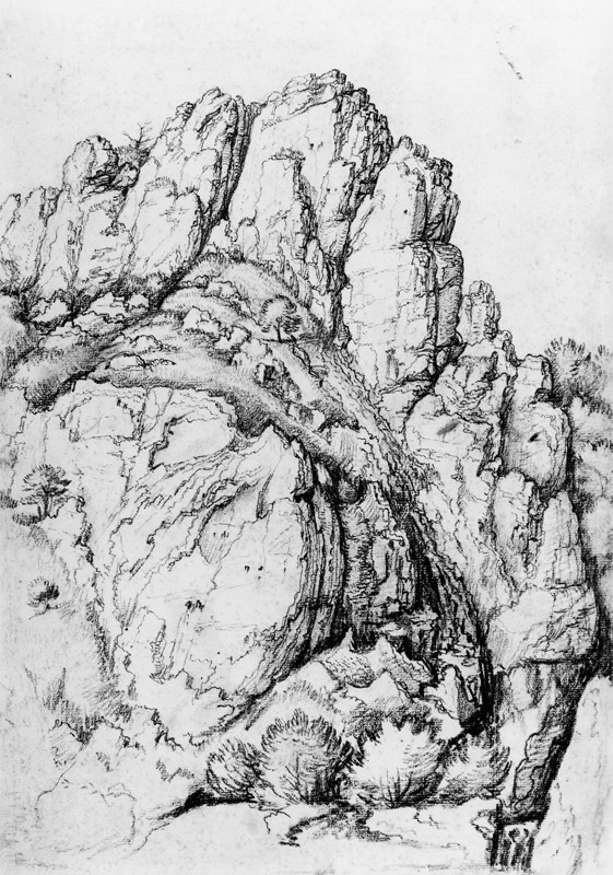 Bergwand mit Schlucht van Albrecht Dürer