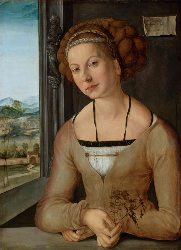Bildnis der sogenannten Fürlegerin mit geflochtenem Haar van Albrecht Dürer