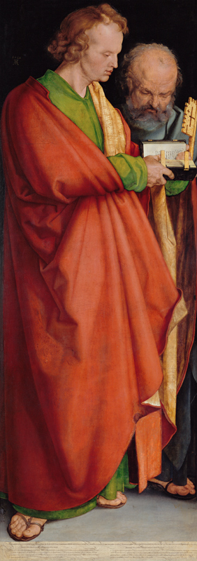 Die Vier Apostel, linker Teil - Die Heiligen Johannes und Petrus van Albrecht Dürer
