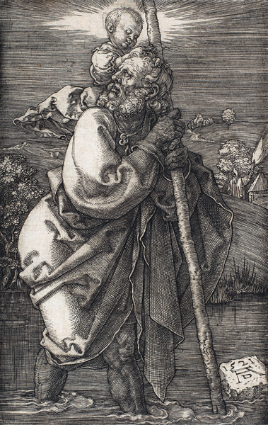 Saint Christopher Facing Left van Albrecht Dürer