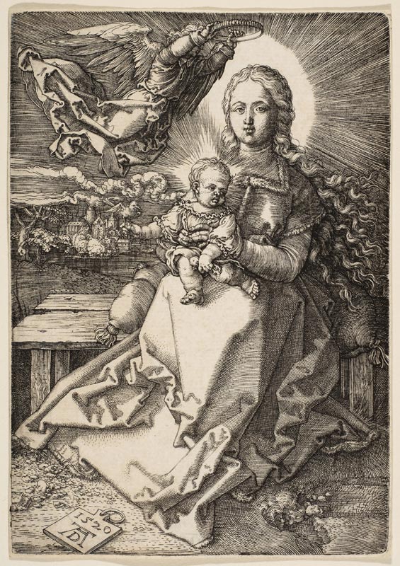 Virgin and Child Crowned by an Angel van Albrecht Dürer