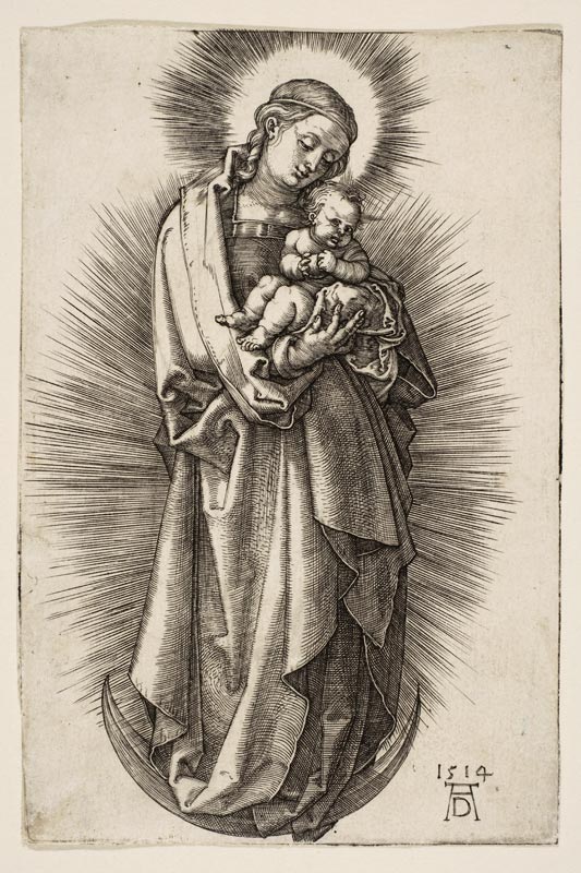 Virgin and Child on the Crescent with a Diadem van Albrecht Dürer
