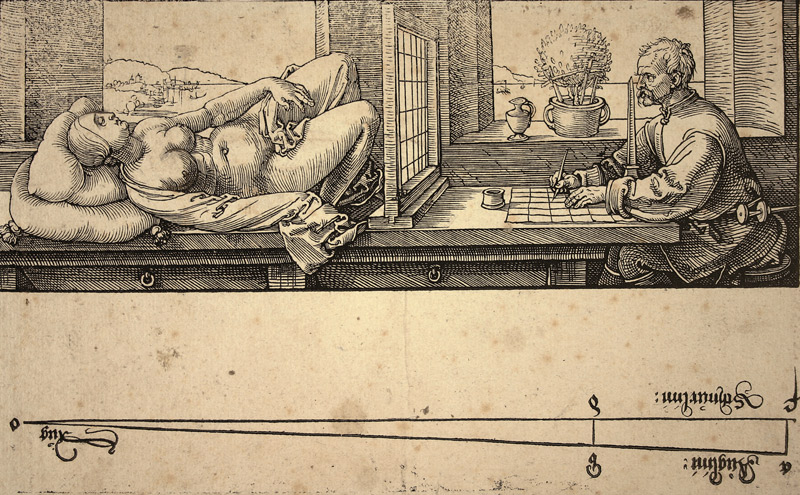 Artist Drawing a Nude with Perspective Device van Albrecht Dürer