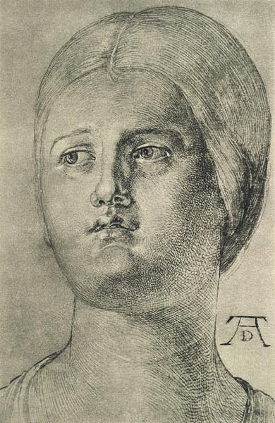 A.Dürer, Head of a Woman /Draw./ c.1505 van Albrecht Dürer