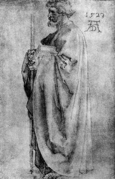 A.Dürer, Standing Apostle / Draw./ 1523 van Albrecht Dürer