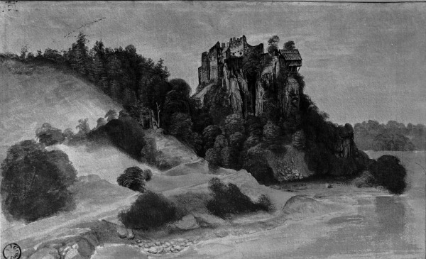 Castle Ruins by a River / Dürer / 1494/5 van Albrecht Dürer