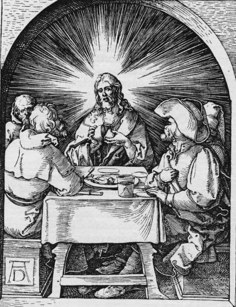 Christ in Emmaus / Dürer / c.1510 van Albrecht Dürer