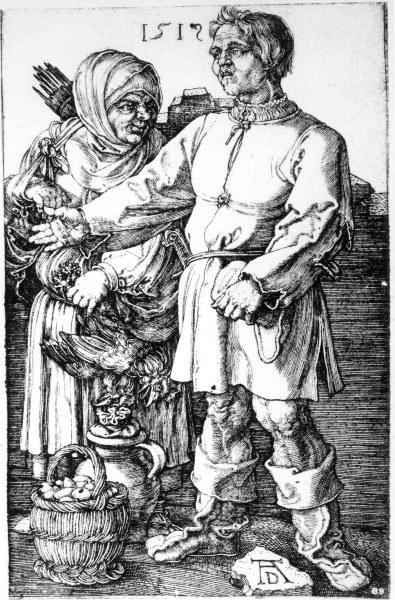 Dürer, Peasants at the Market/Engr./1519 van Albrecht Dürer