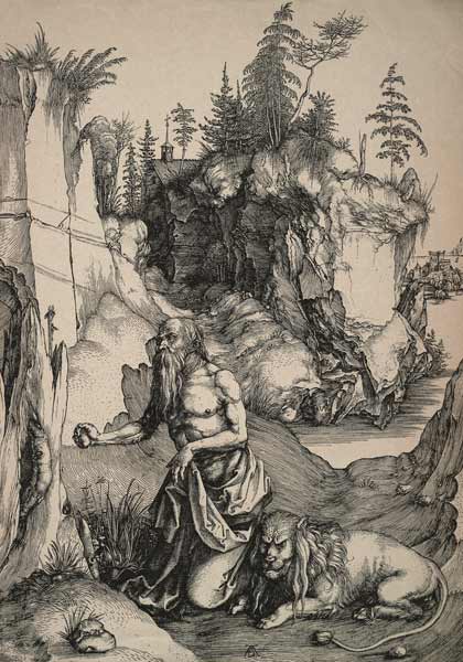 St Hieronymus in the wilderness / Dürer van Albrecht Dürer