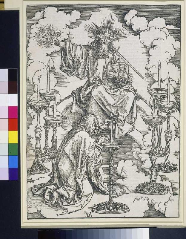 Johannes erblickt die sieben Leuchter van Albrecht Dürer