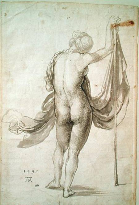 Nude Study or, Nude Female from the Back van Albrecht Dürer