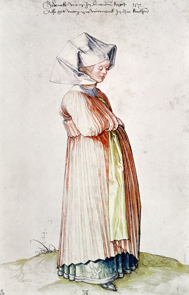 A.Dürer,Nuremberg Woman Dressed f.Church van Albrecht Dürer