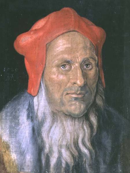 Portrait of a Bearded Man in a Red Hat van Albrecht Dürer