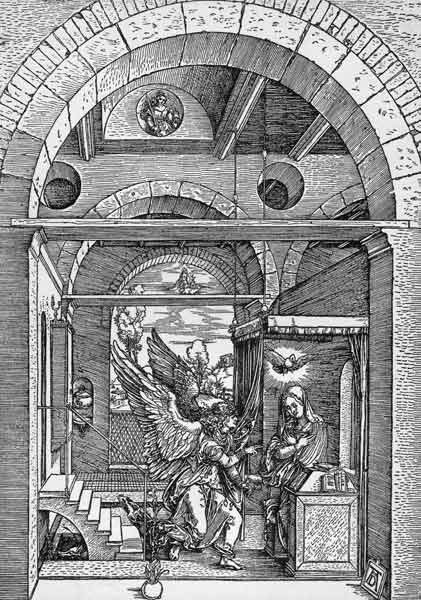 Dürer, The Annunciation /Woodcut/c.1503 van Albrecht Dürer