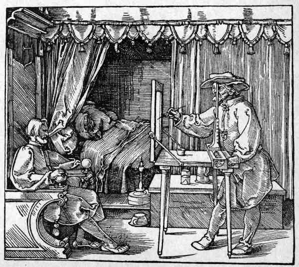 The draughtsman of the seated man/ Dürer van Albrecht Dürer