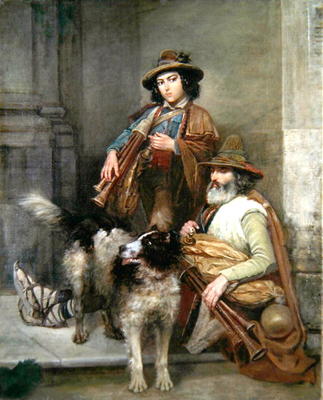 Travelling Italian Players, 1854 (oil on canvas) van Aleksander Stankiewicz