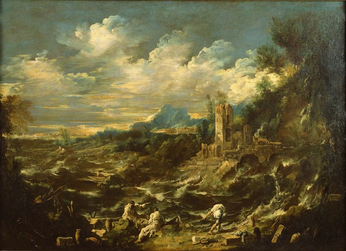 Landscape with Stormy Sea van Alessandro Magnasco