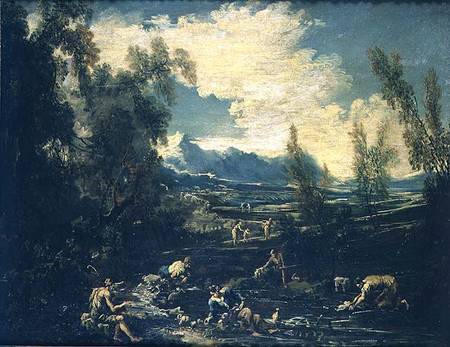 Travellers by a Stream van Alessandro Magnasco