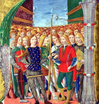 Historiated initial 'N' depicting St. Maurice and the Theban Legion, Lombardy School, c.1499-1511 (v van Alessandro Pampurino
