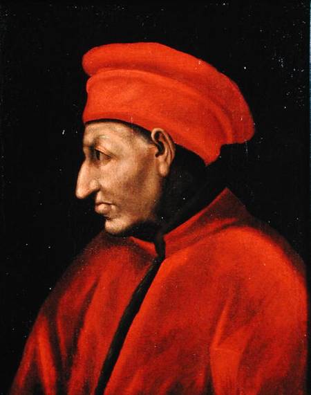 Portrait of Cosimo de'Medici (II Vecchio) (1389-1463) copied from Jacopo Pontormo (1494-1557) van Alessandro Pieroni