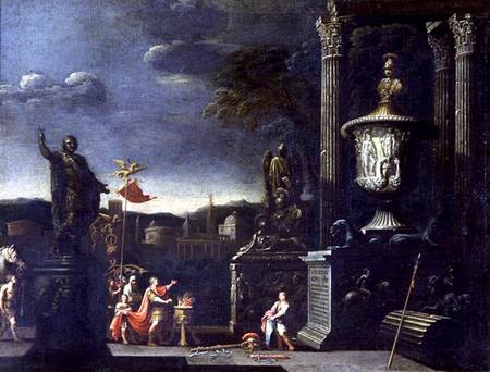 View with a Scene of a Sacrifice van Alessandro Salucci
